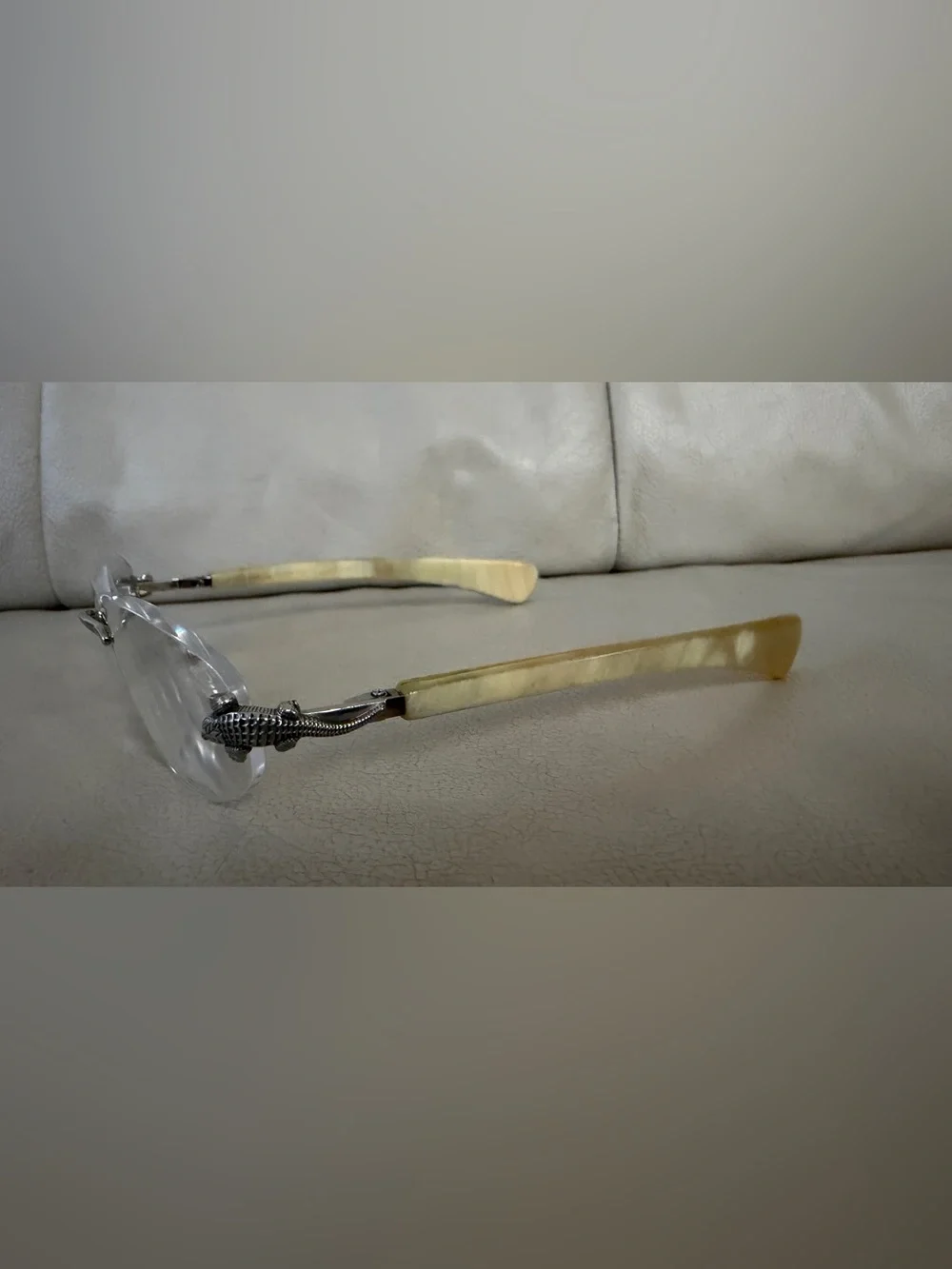 Kieselstein-Cord Thats A Croc Rimless Eyeglasses Silver Buffalo Horn Glasses